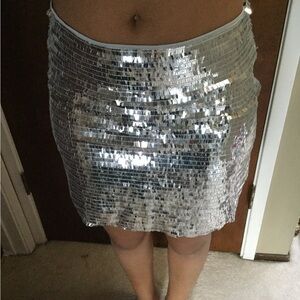 Glamorous Silver Sequin Mini Skirt